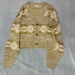 Derek Heart Tan and Cream Patterned Cardigan